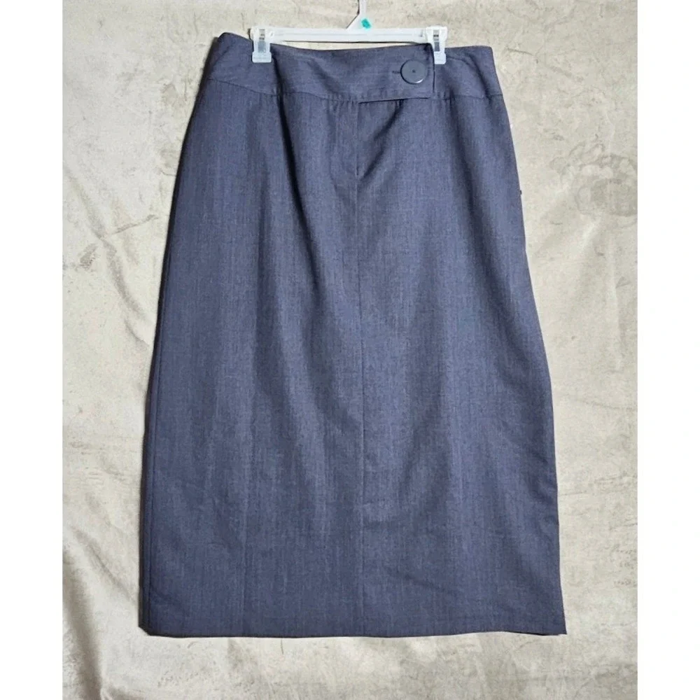 Larry Levine Dark Grey 100% Wool Midi Pencil Skirt Size 14 RS4F1L71A NWT